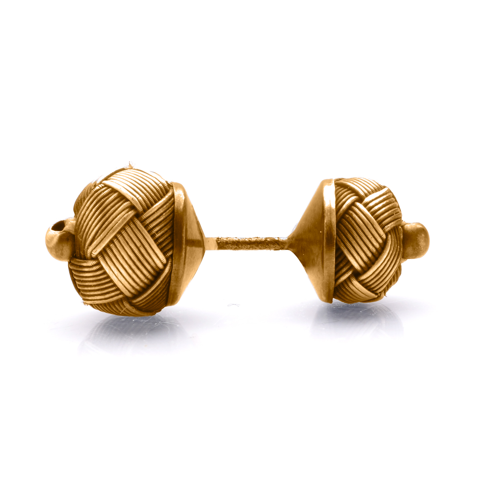Hand Knitted Gold Cufflinks C01